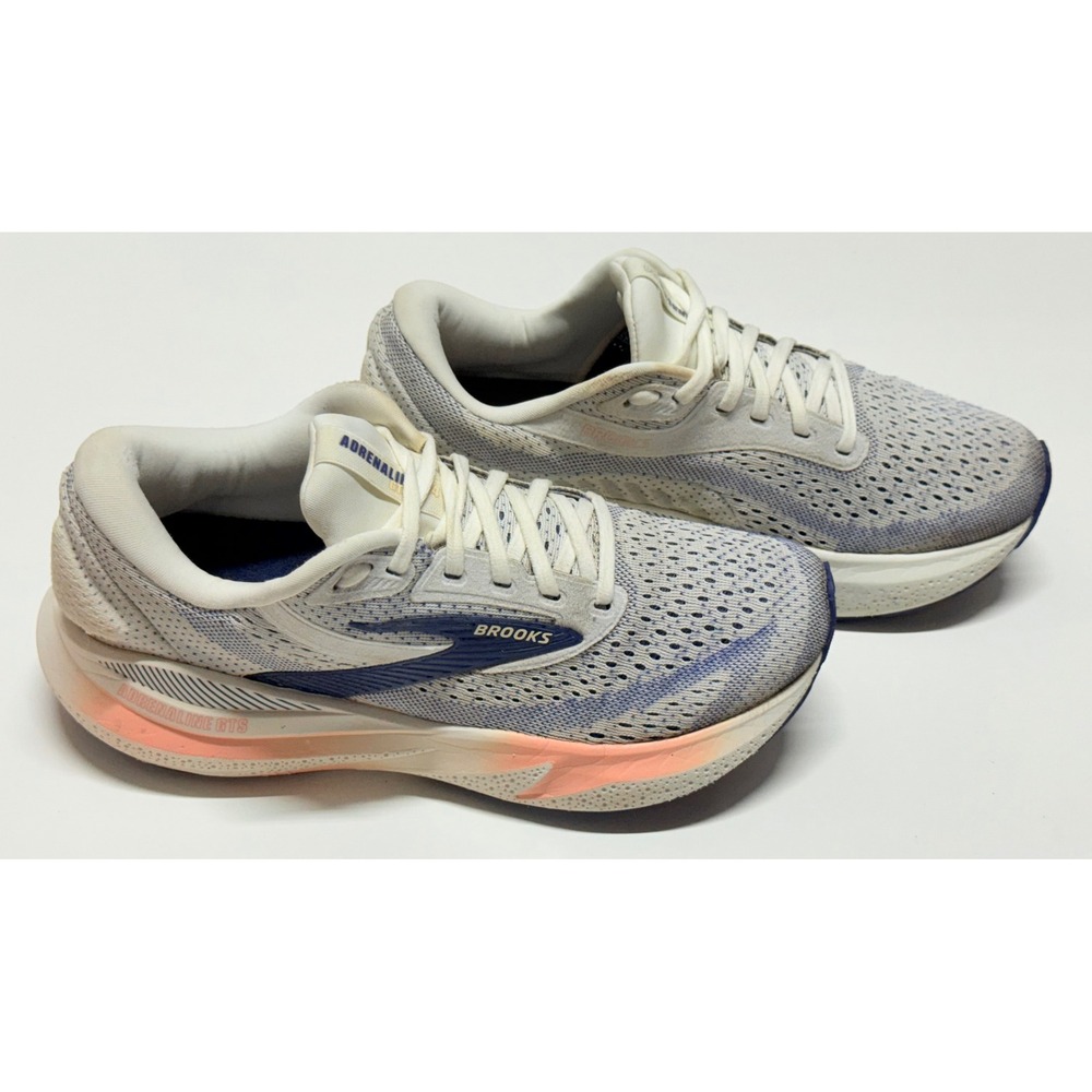 Brooks Adrenaline GTS 24 Womens Running Shoes White Blue Coral 1204261B140 8.5